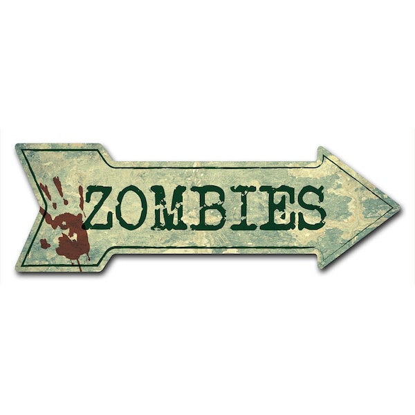 Zombies Arrow Decal Funny Home Decor 36in Wide